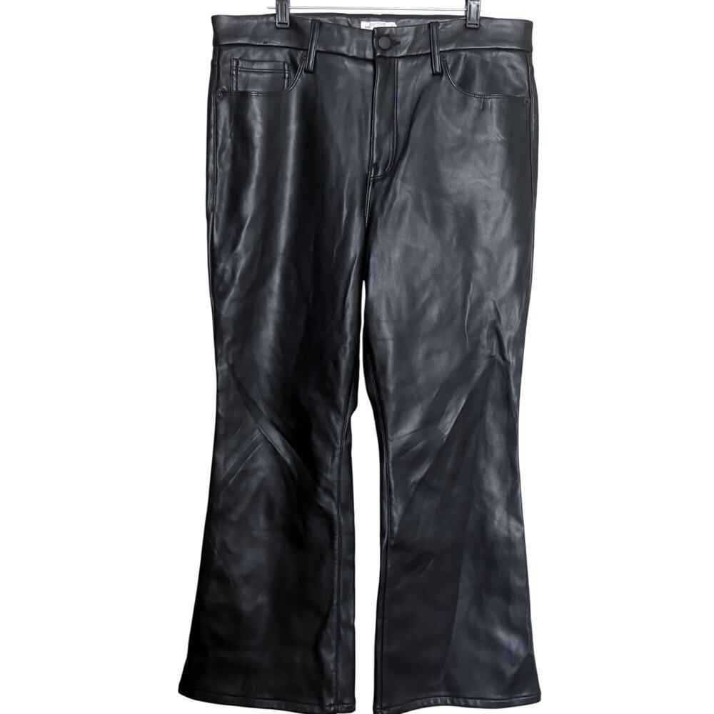 Faux Leather Bootcut Pants Good American Black Size 14 Inseam 32 Baddie Vixen